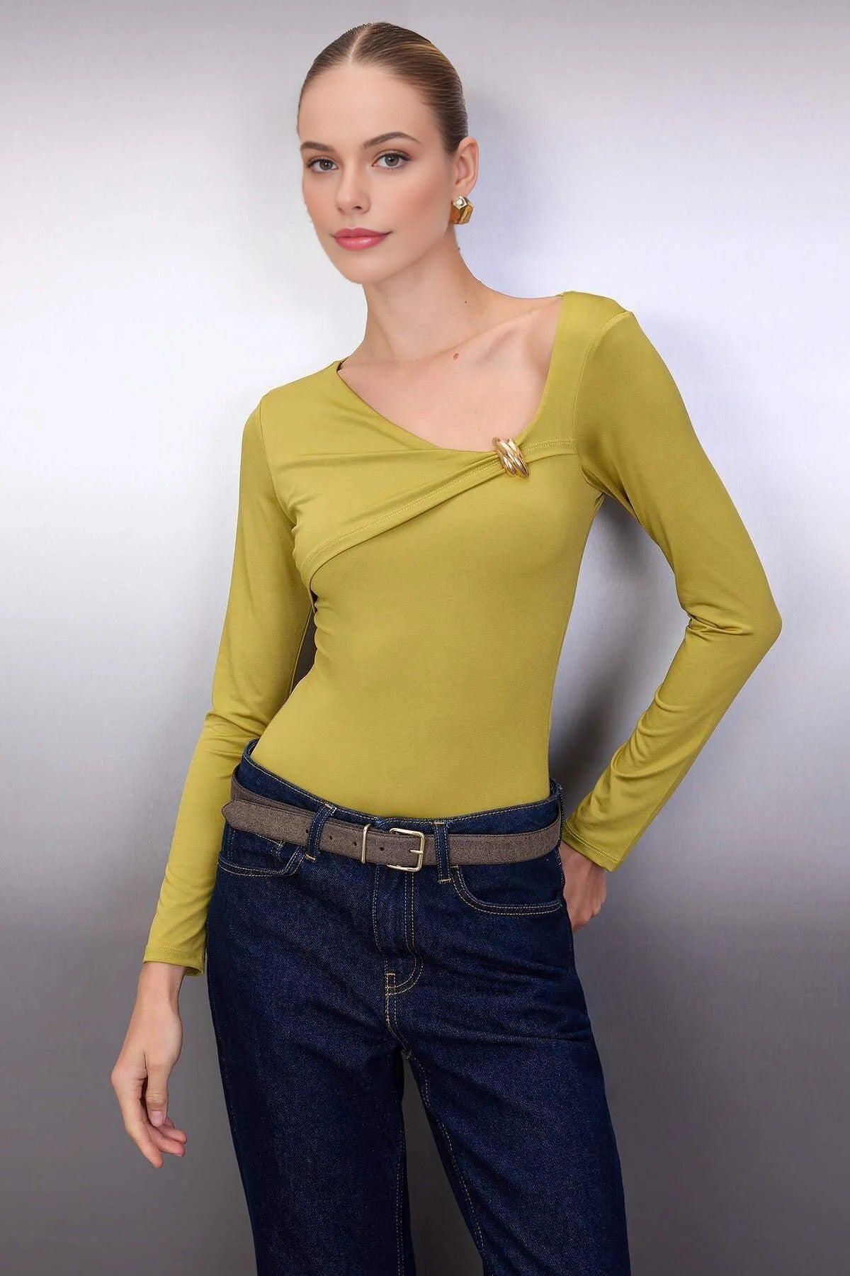 Knit Bodysuit with Accessory Detail