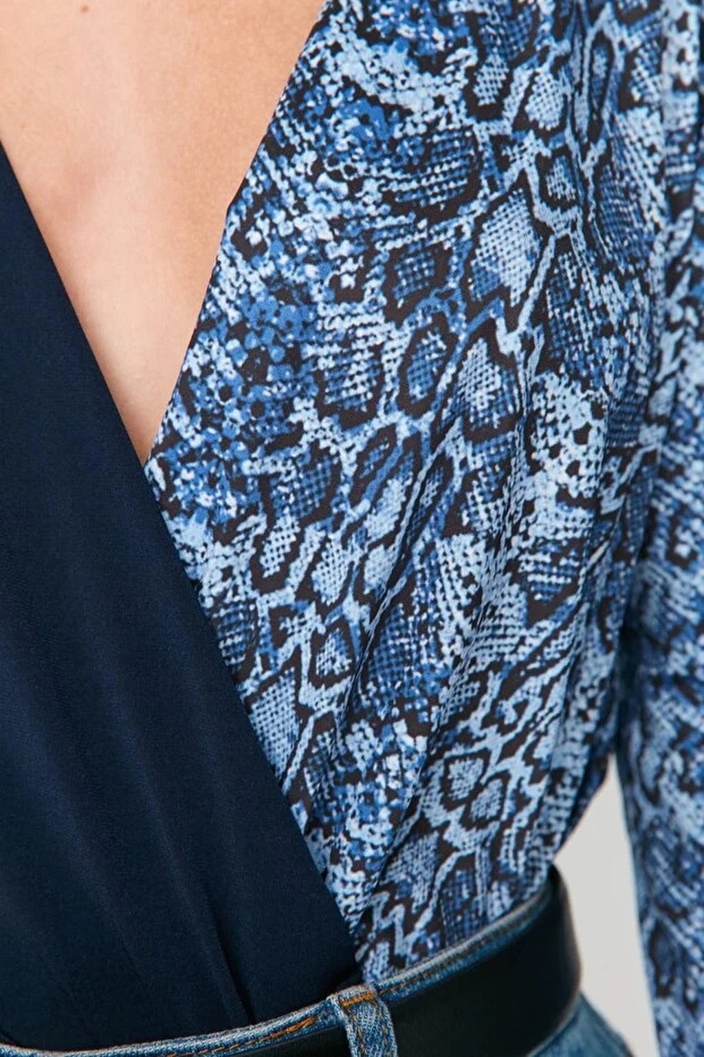 Color Block Animal Print Double-Breasted Knit Bodysuit