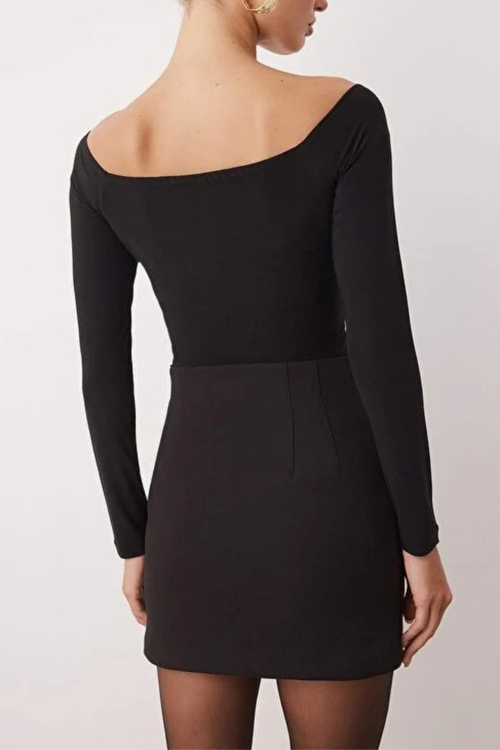 Carmen Collar Knit Party Bodysuit with Gold Accessories