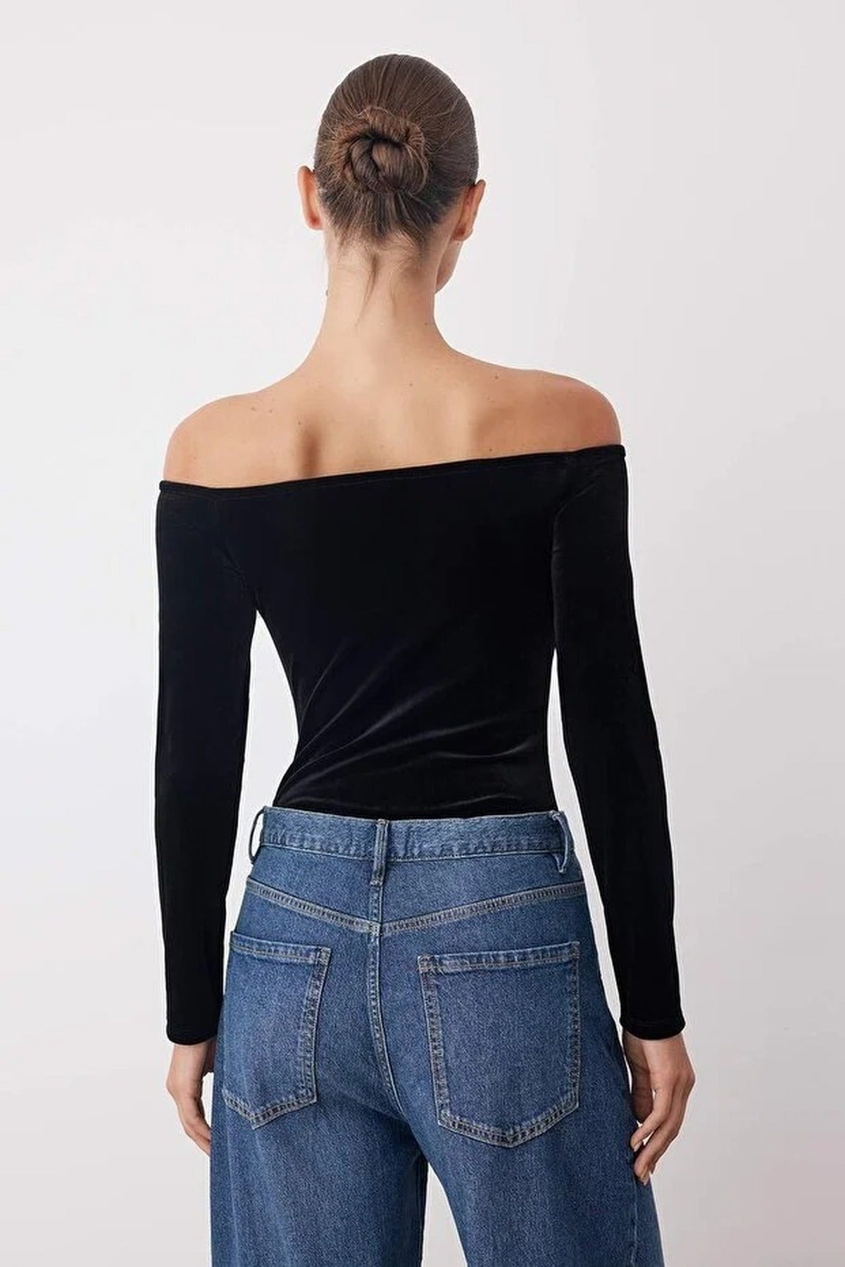 Carmen Collar Knit Velvet Party Bodysuit