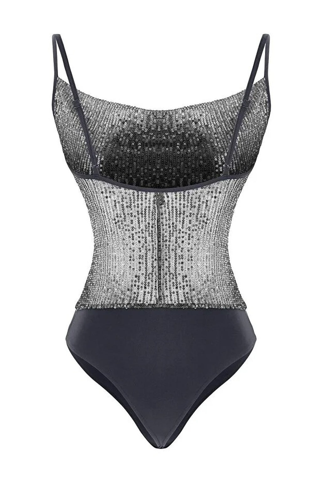 Sequin Knit Bodysuit with Cowl Neck Straps