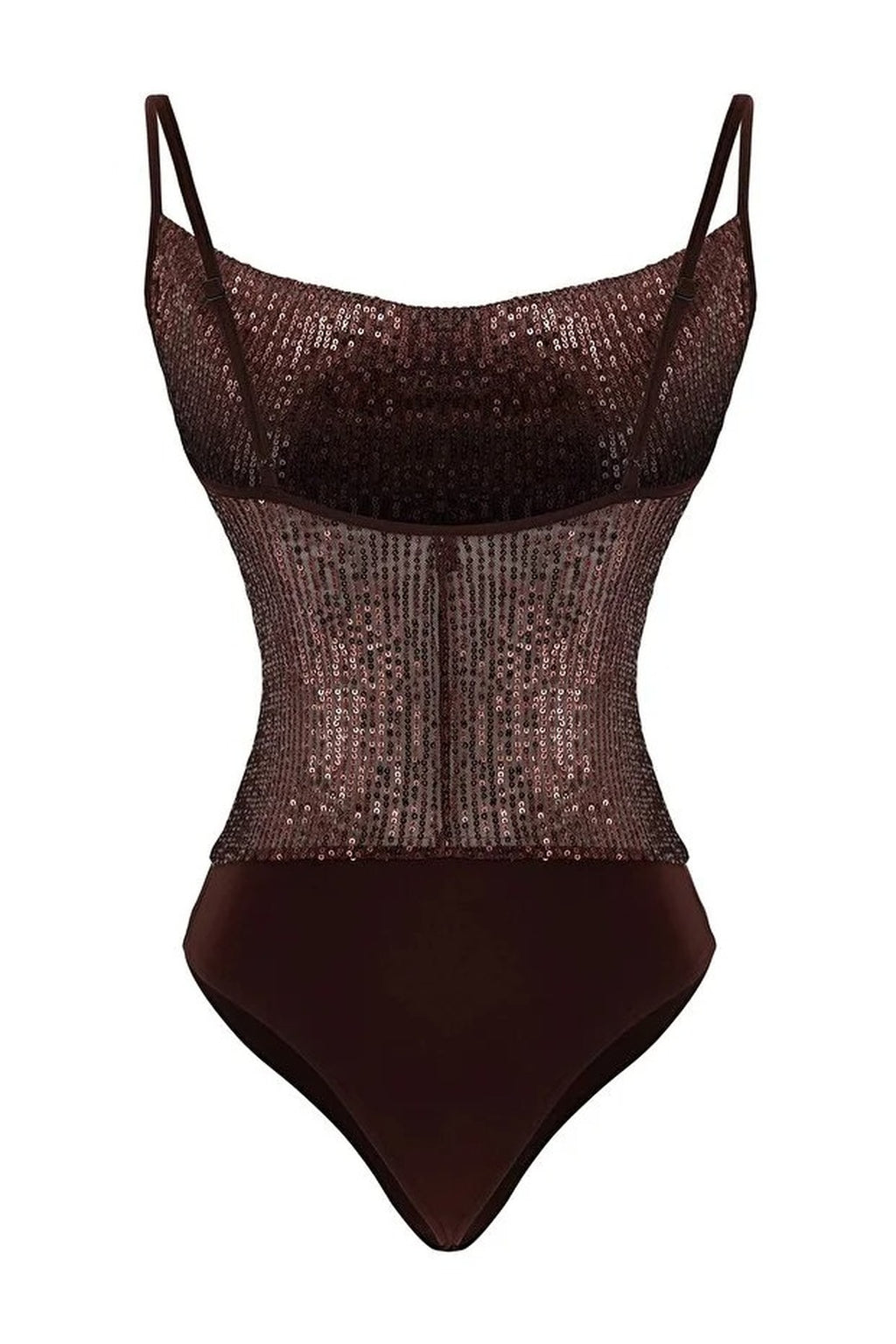 Sequin Knit Bodysuit with Cowl Neck Straps