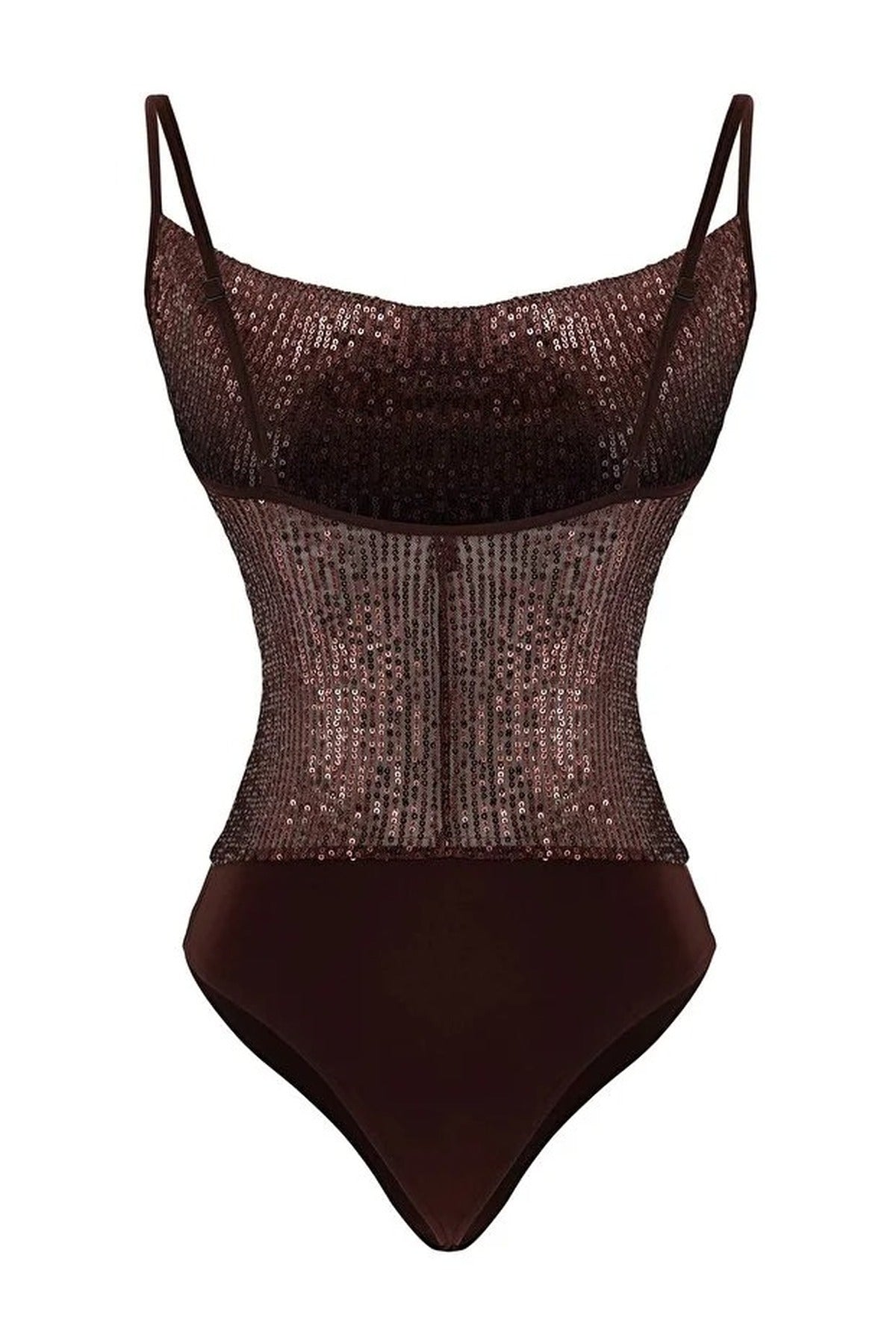 Sequin Knit Bodysuit with Cowl Neck Straps