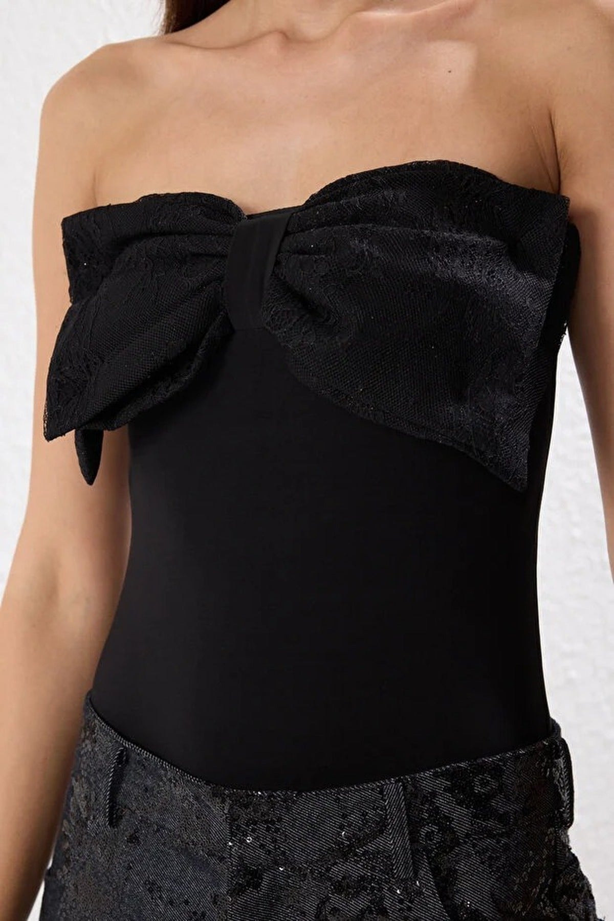 Strapless Bow-Tie Knit Stylish Bodysuit