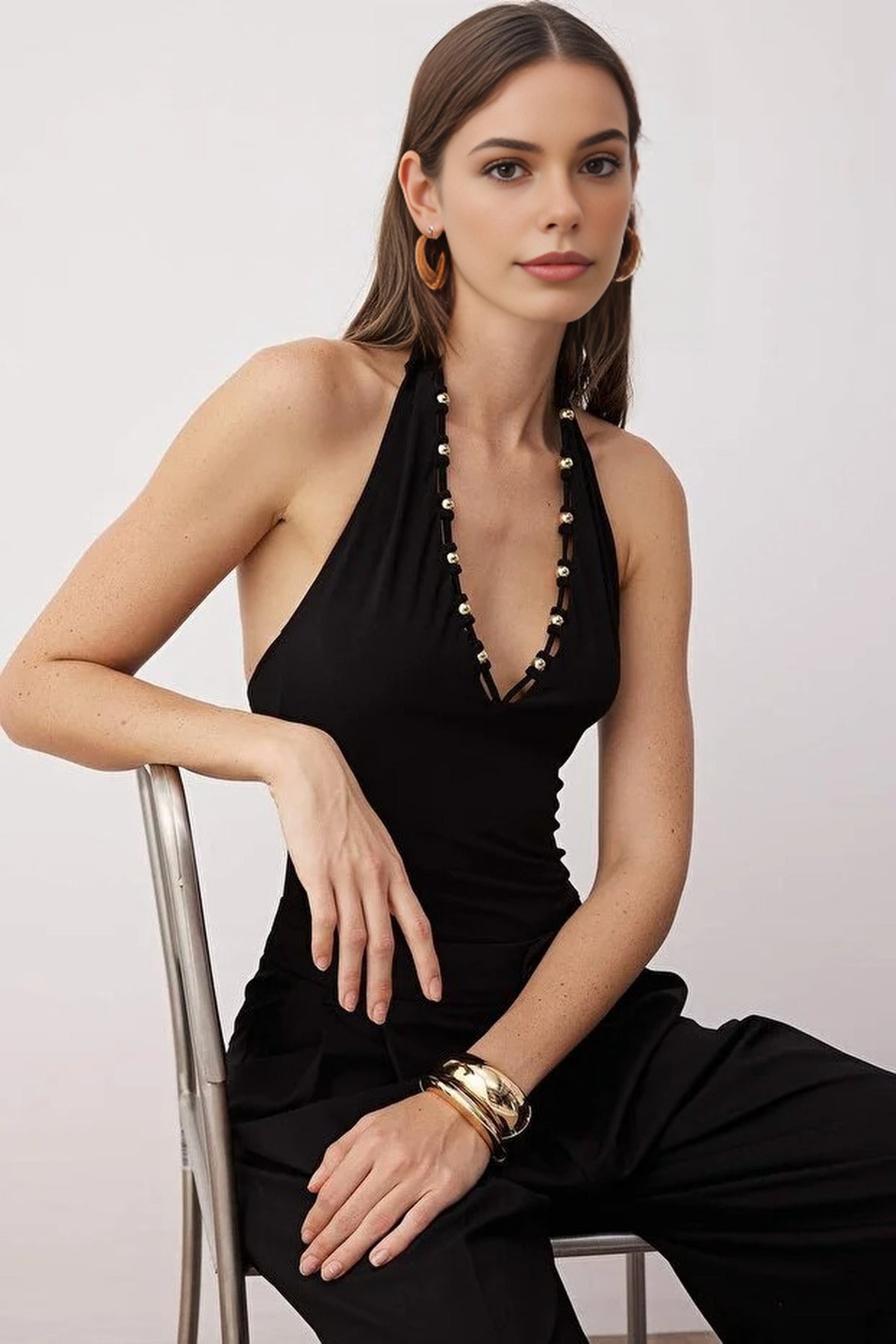 V-Neck Sleeveless Knit Bodysuit