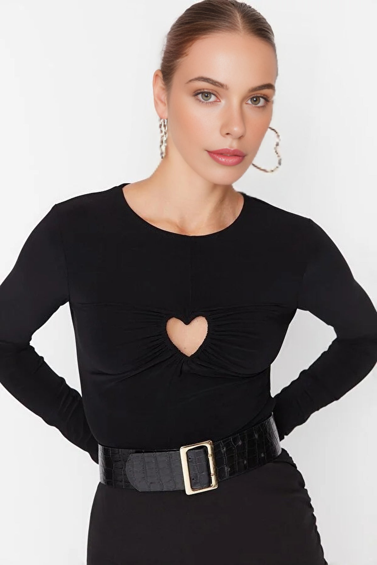 Cut Out Detailed Knit  Bodysuit