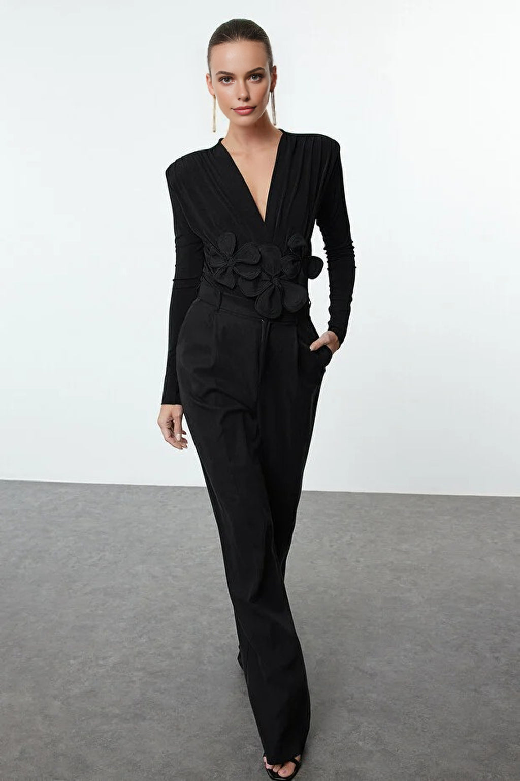 Knit Bodysuit with Applique Flower Details