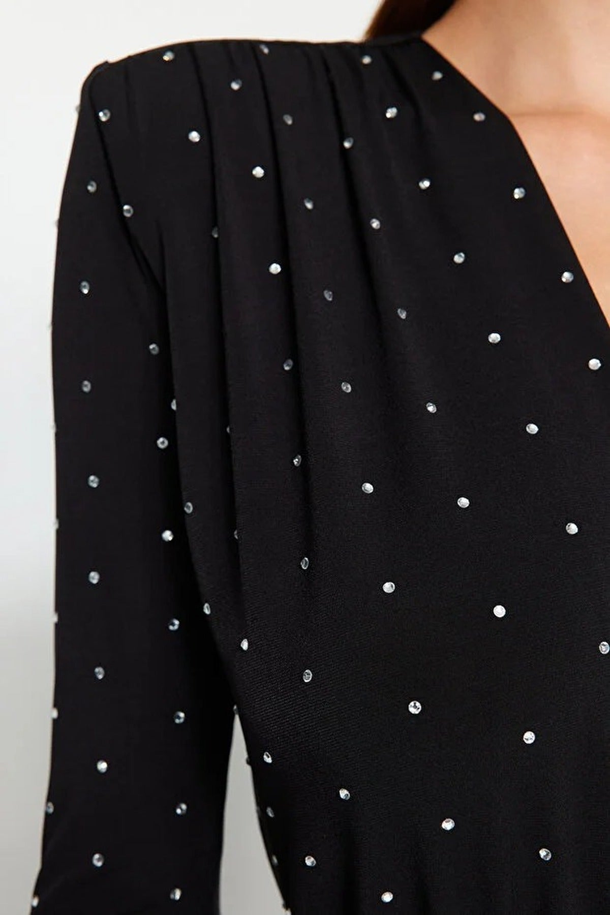 Padded Knit Bodysuit with Stone Detail