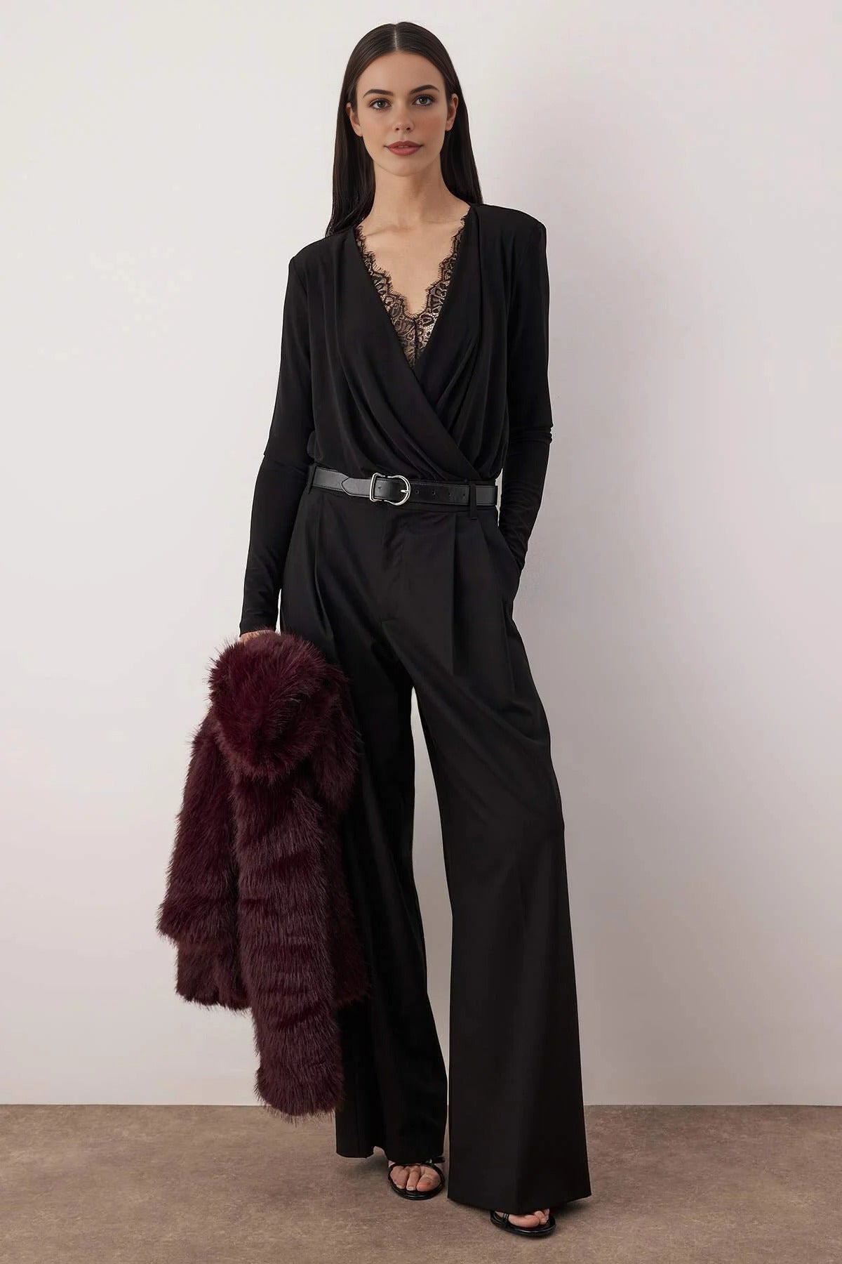 Lace Detailed Double Breasted Bodysuit