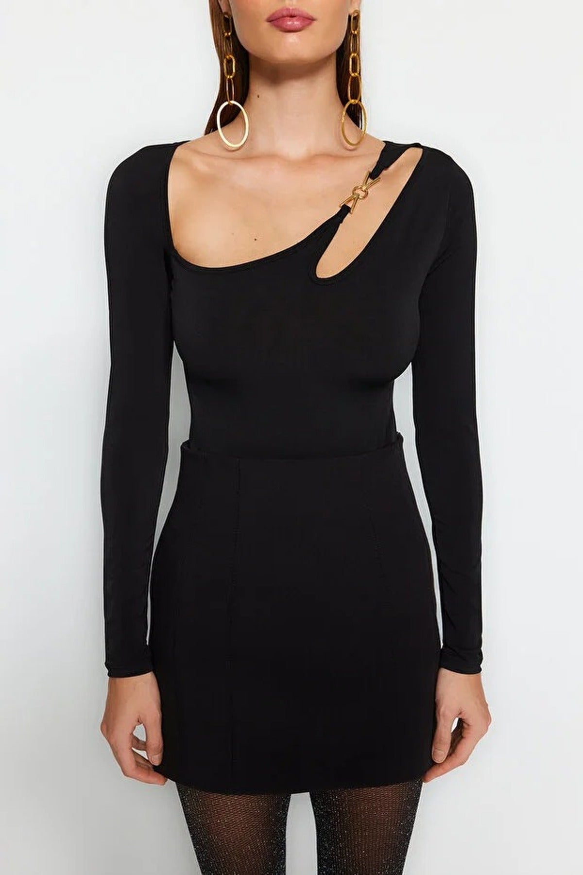 Fitted Knit Bodysuit with Accessories Detail