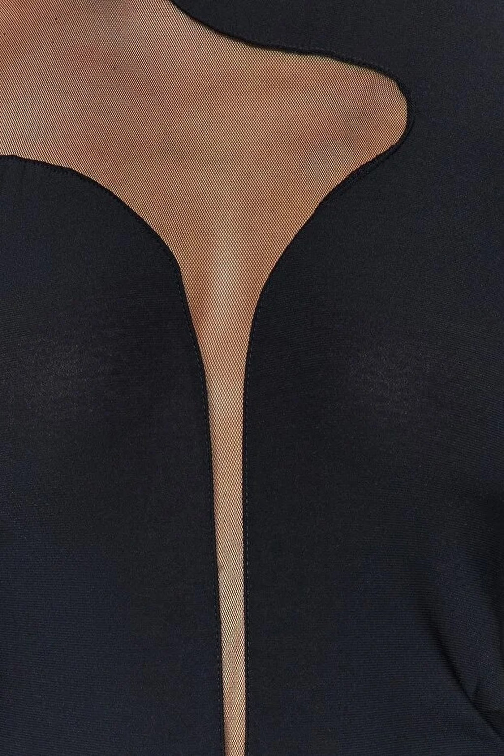 Transparent Detailed Knit Tulle Bodysuit