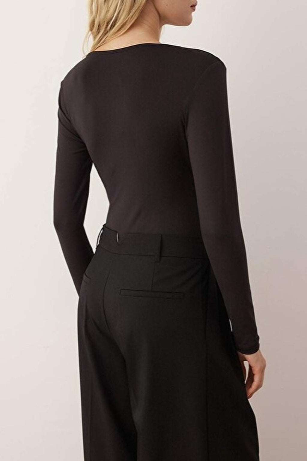 Draped Elastic Knit Bodysuit