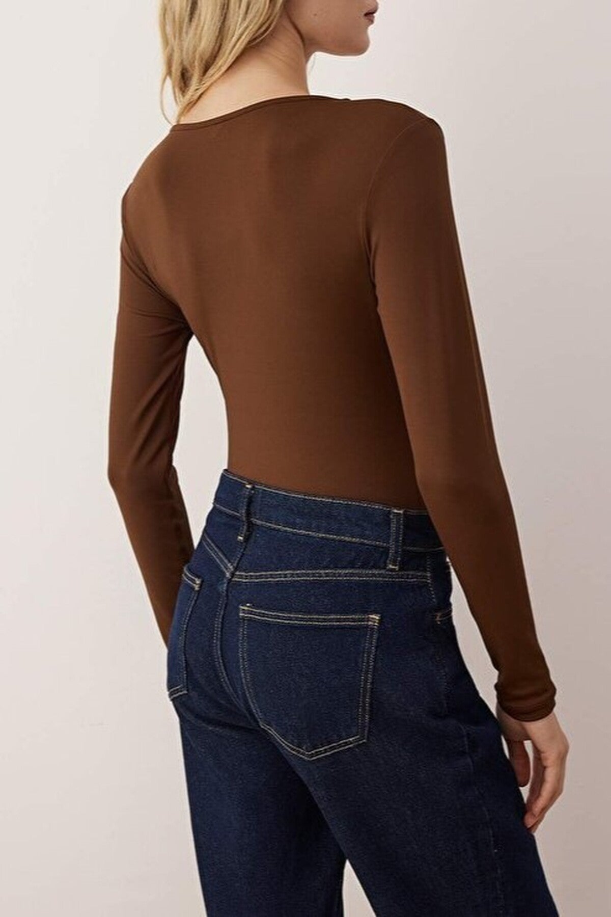 Draped Elastic Knit Bodysuit