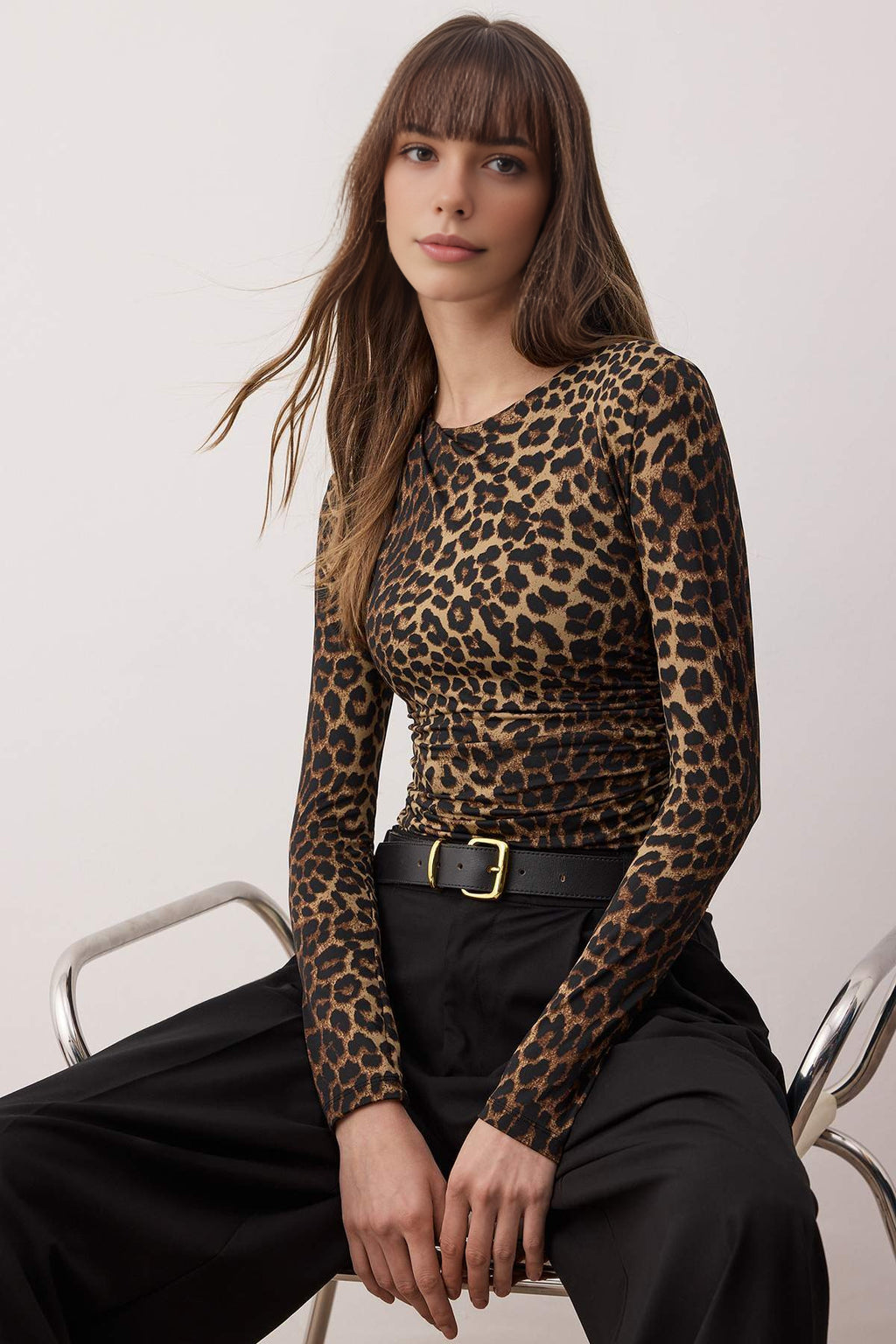 Leopard Print Stretch Knit Bodysuit