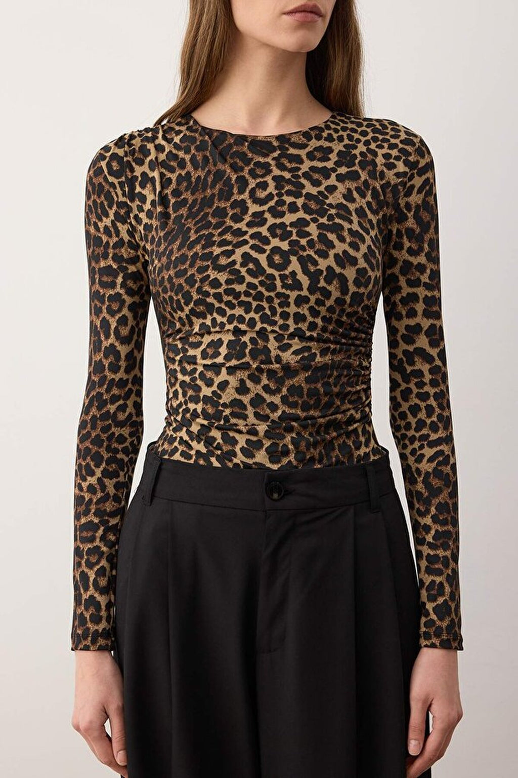 Leopard Print Stretch Knit Bodysuit
