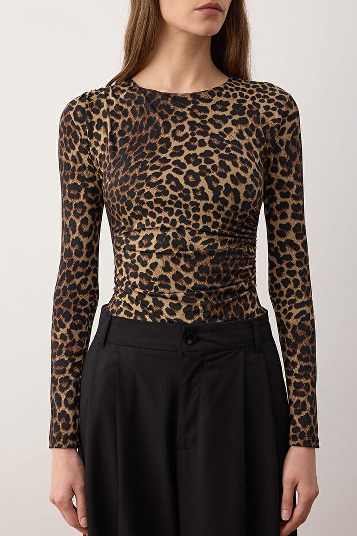 Leopard Print Stretch Knit Bodysuit