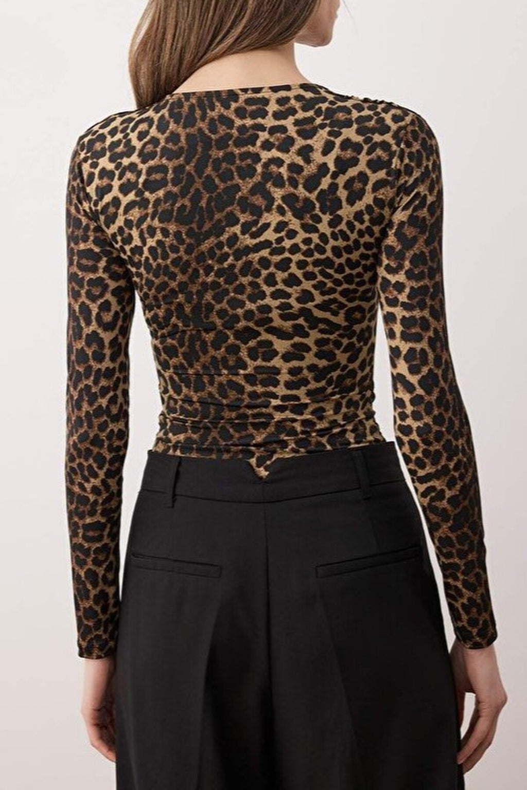Leopard Print Stretch Knit Bodysuit