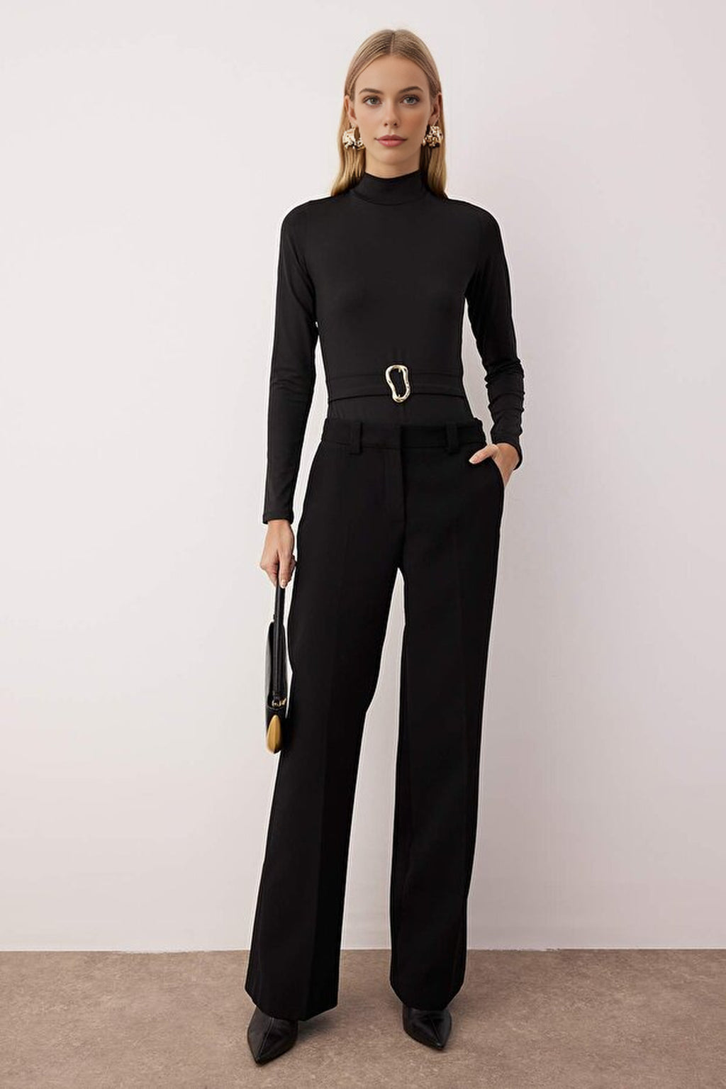 Flexible Knit Bodysuit with Accessory Details
