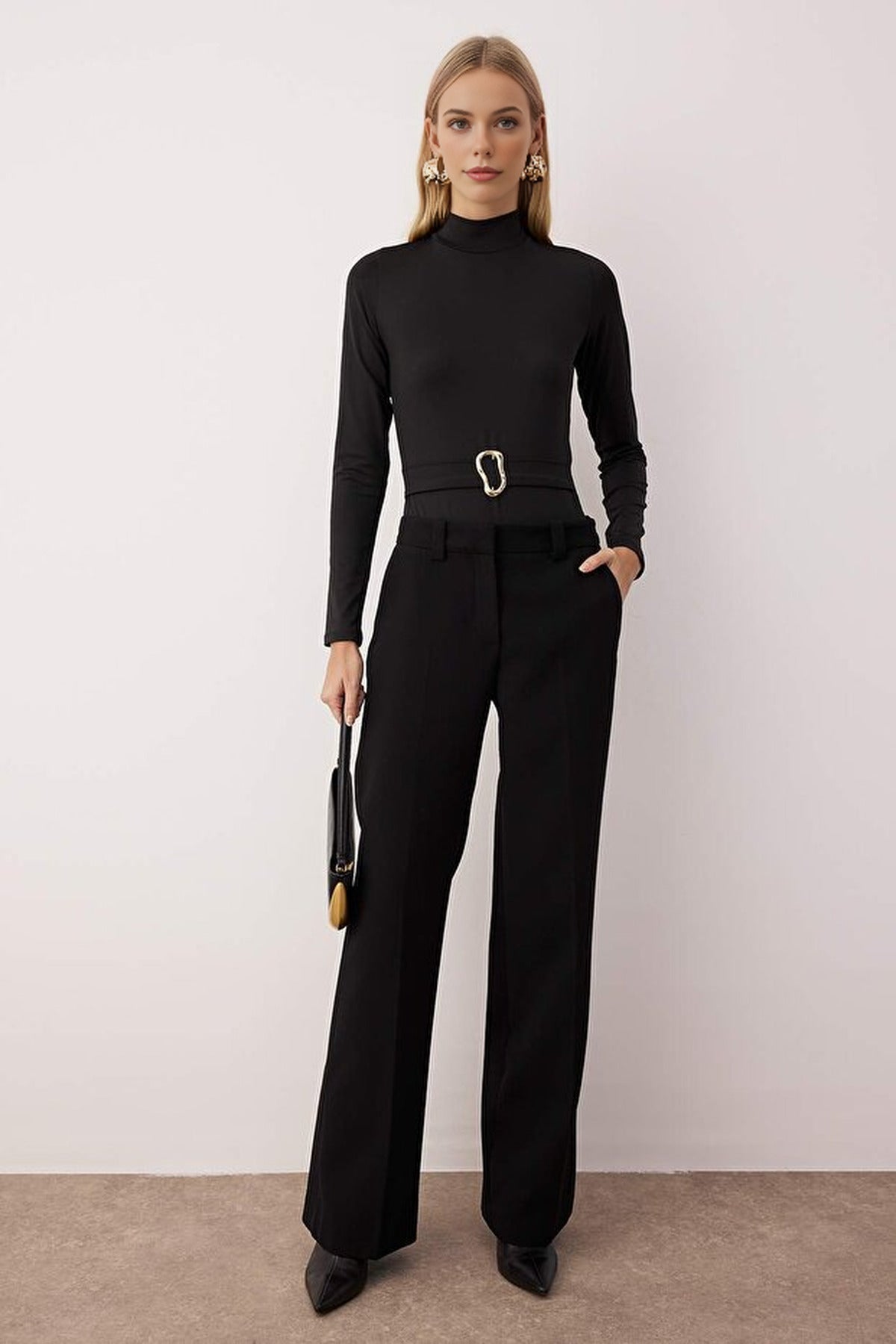 Flexible Knit Bodysuit with Accessory Details