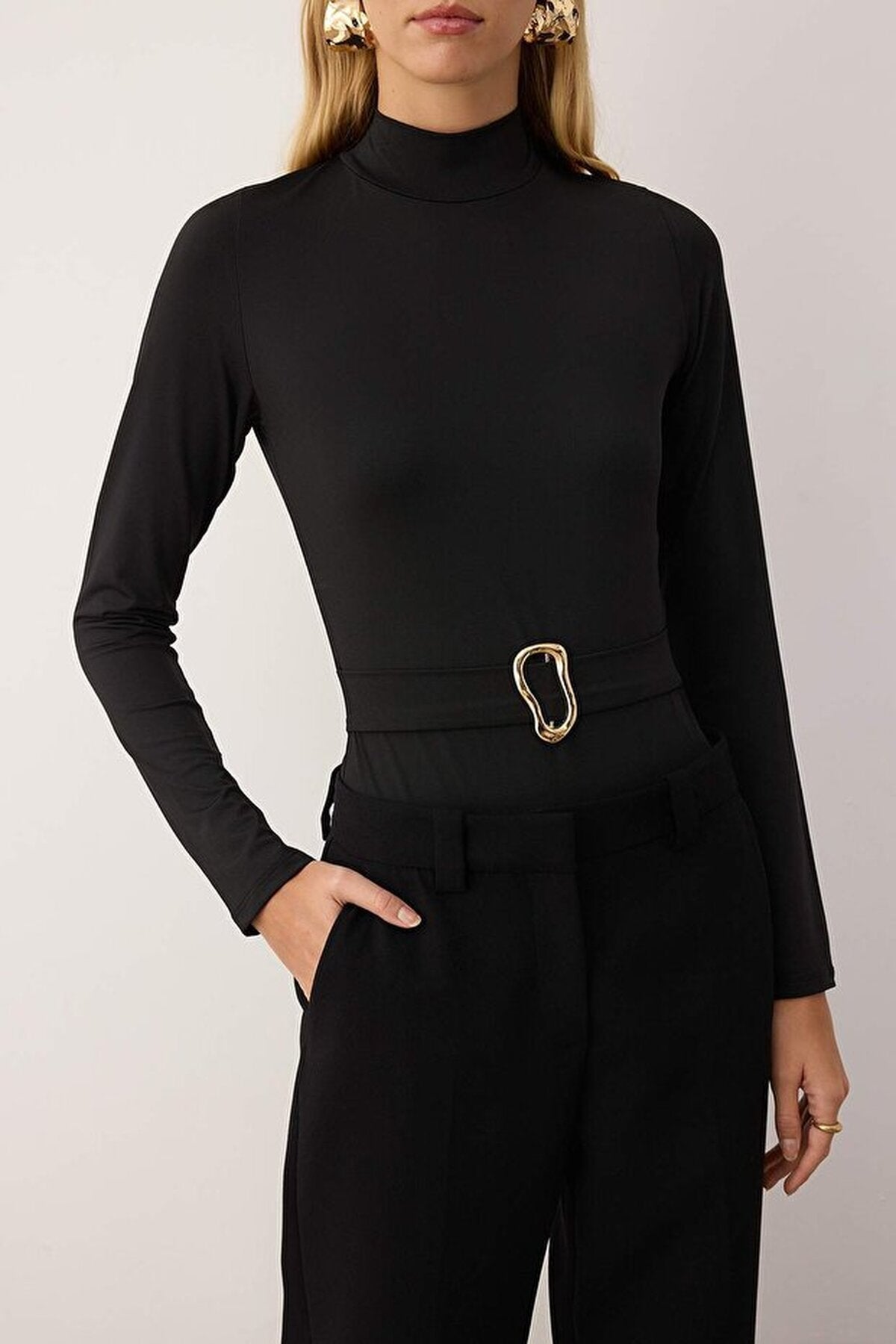 Flexible Knit Bodysuit with Accessory Details