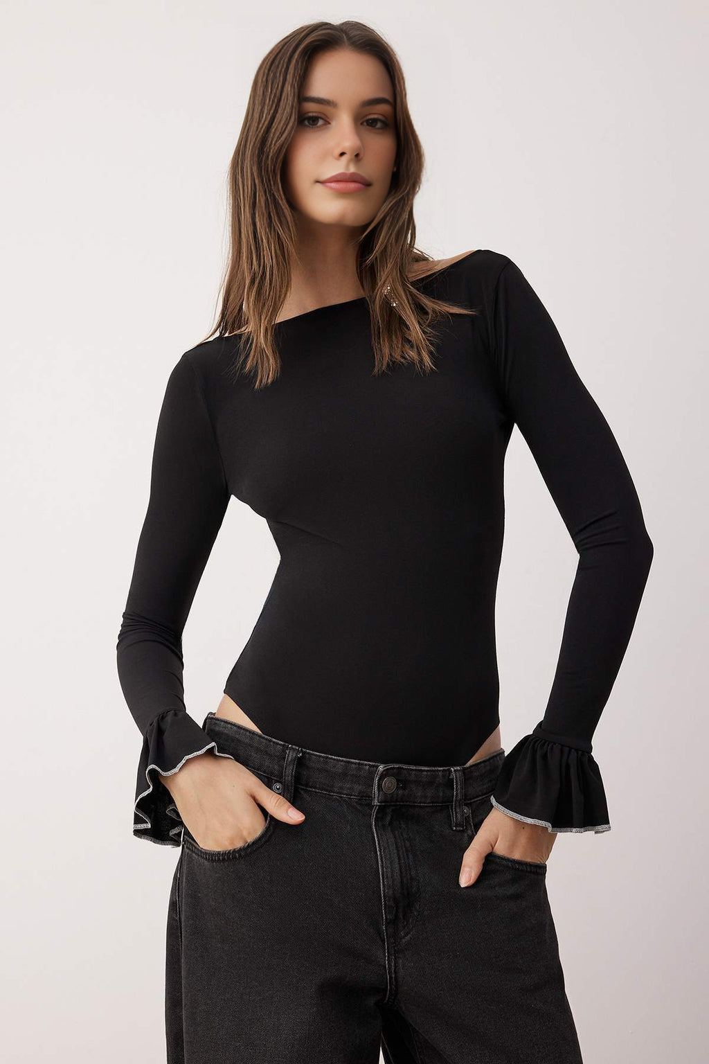 Boat Neck Knitted Bodysuit