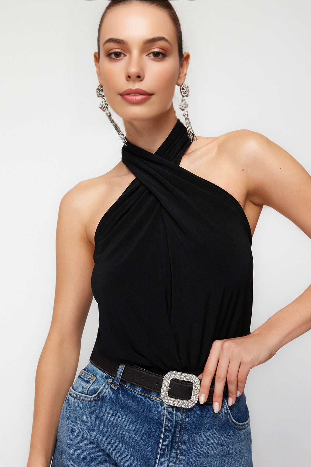 Halter Neck Knitted Bodysuit