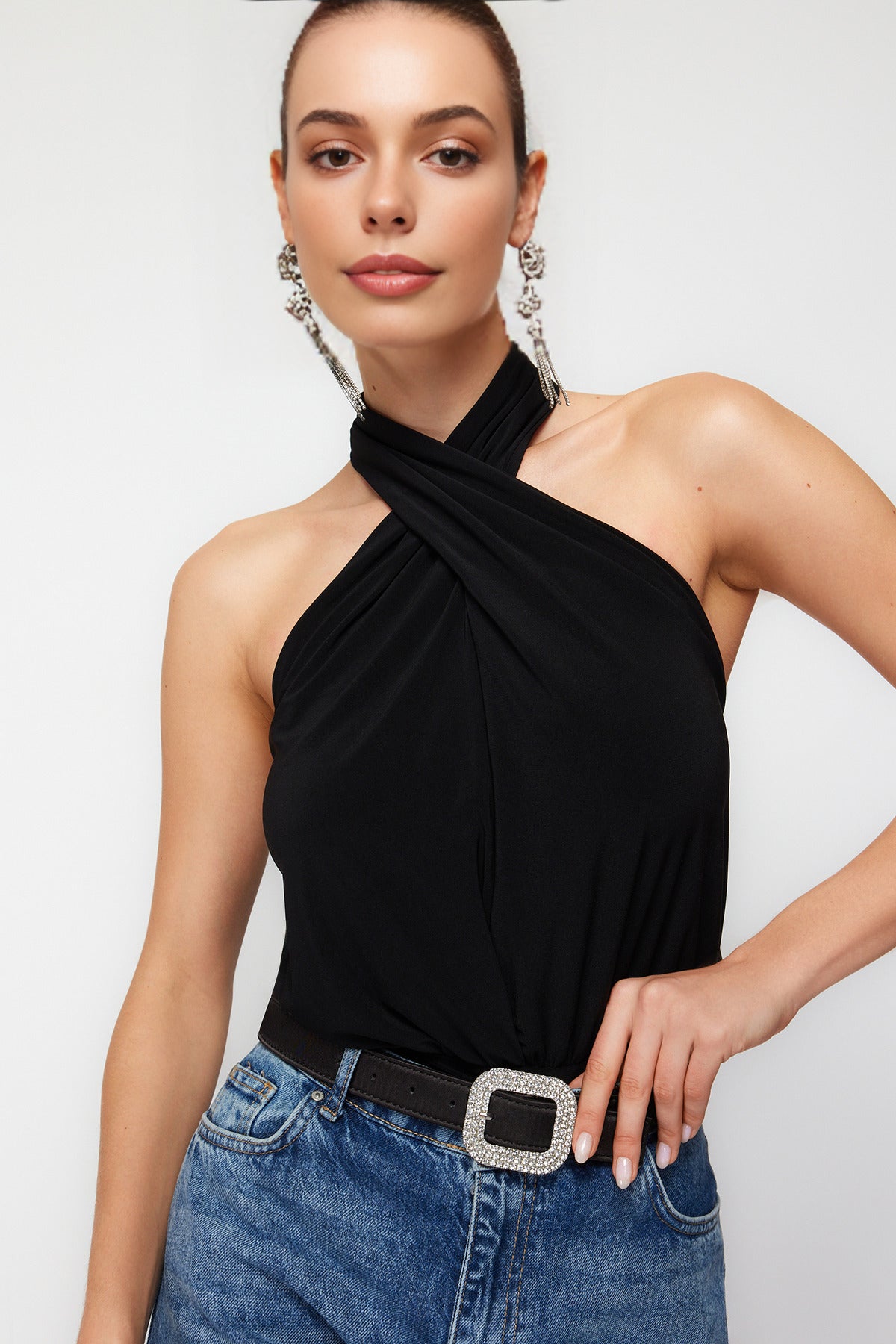 Halter Neck Knitted Bodysuit