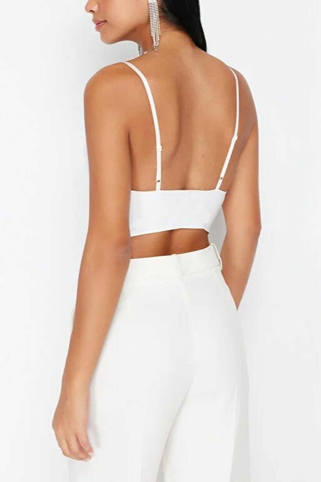 Crop Woven Lace Bustier with Lining and Hooks