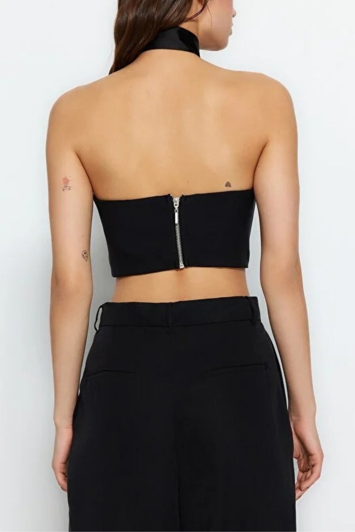 Crop Woven Bustier with Shiny Stone