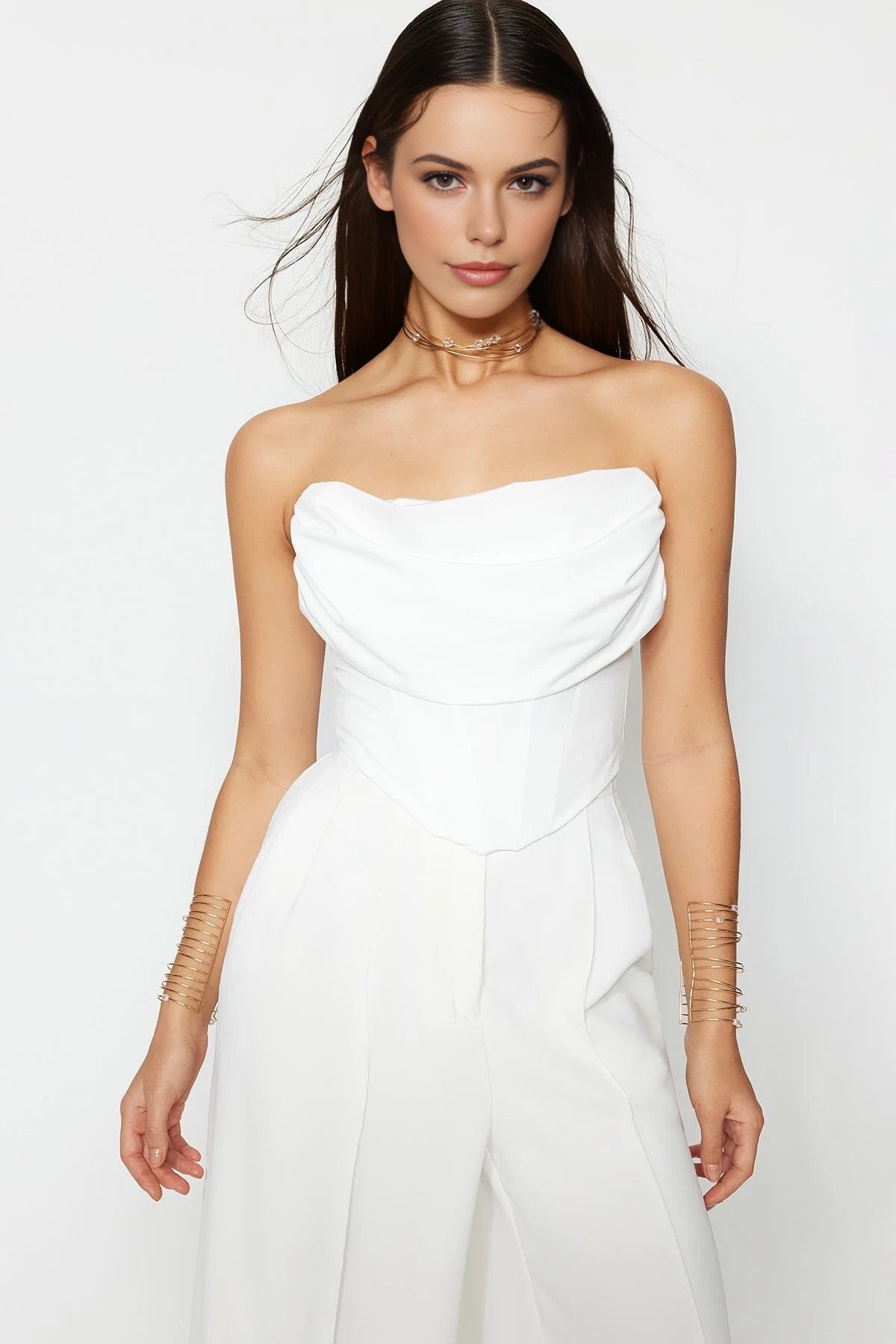 Lined Bustier with Corset Detail