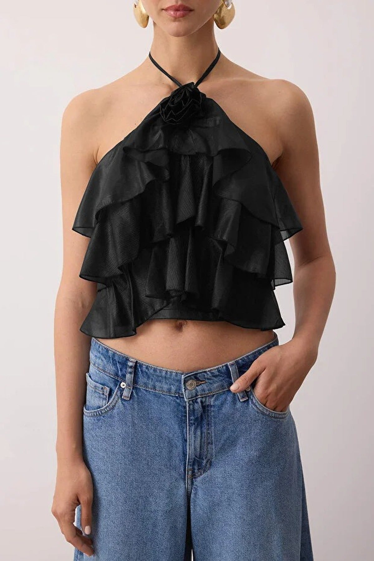 Flounce Bustier with Rose Detail