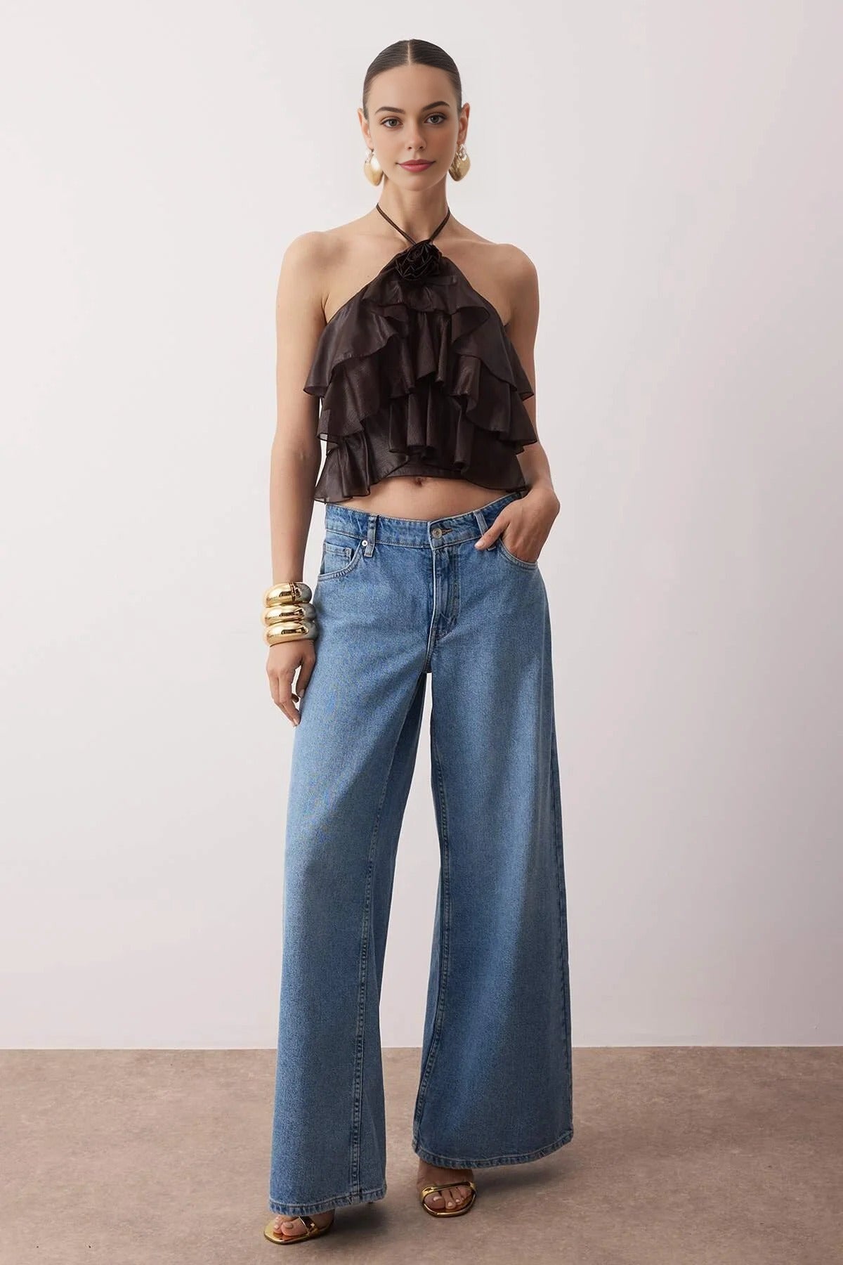 Flounce Bustier with Rose Detail