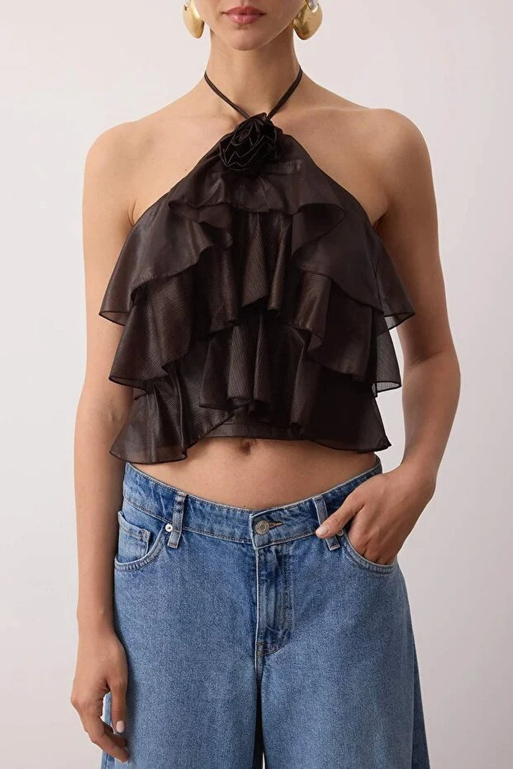 Flounce Bustier with Rose Detail