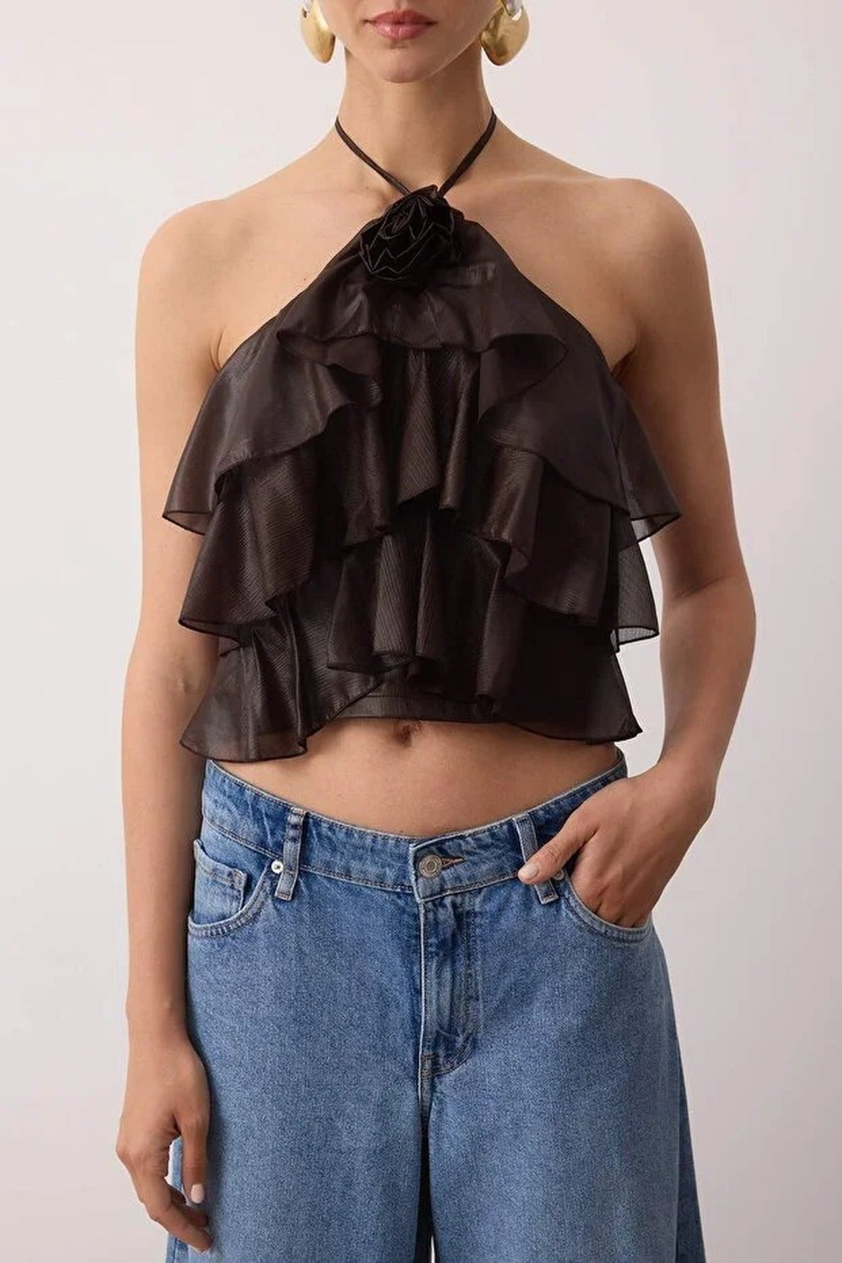 Flounce Bustier with Rose Detail