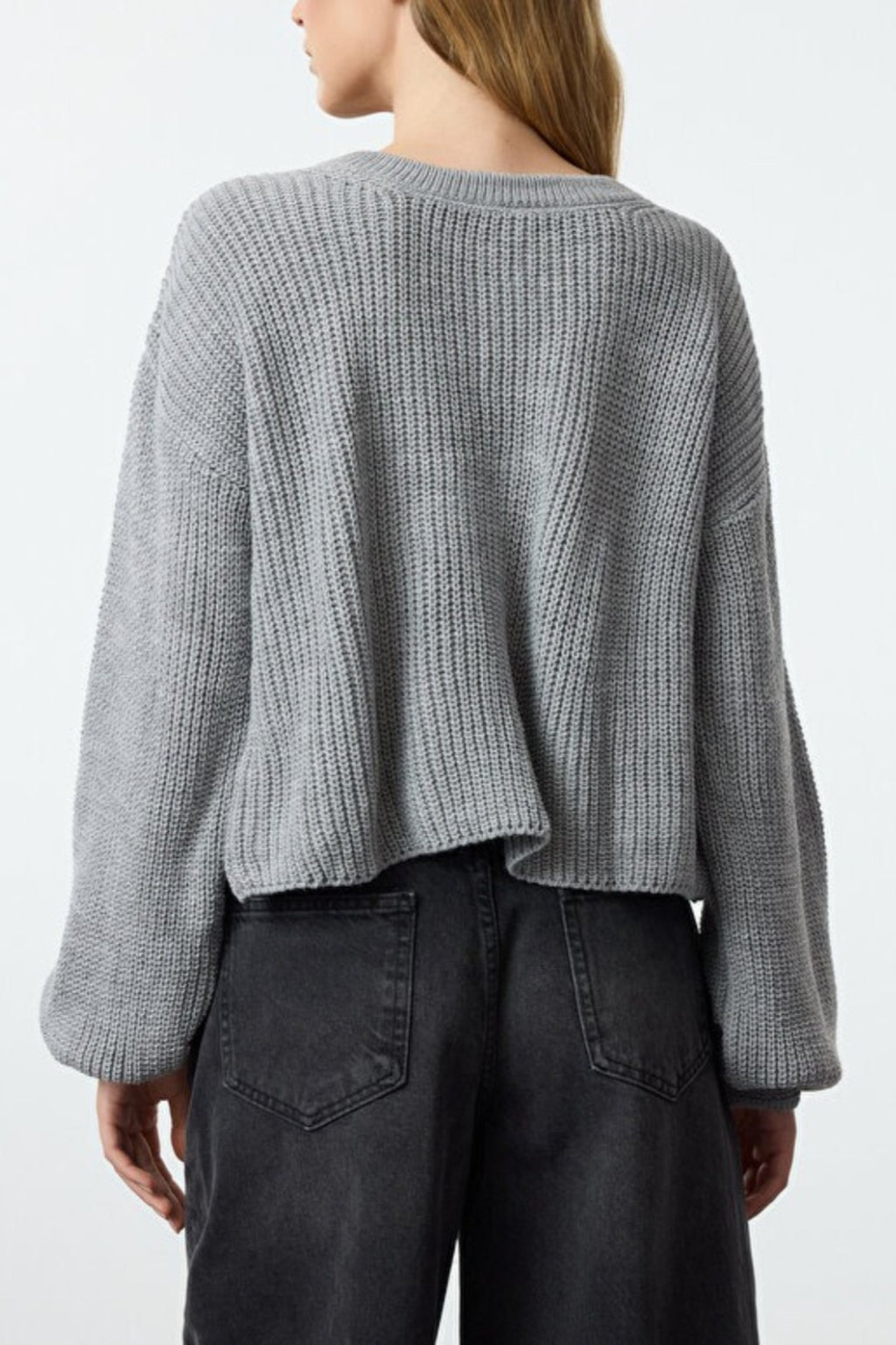 Reversible Cropped Knit Sweater with Ribbon/Bow Tie Detail