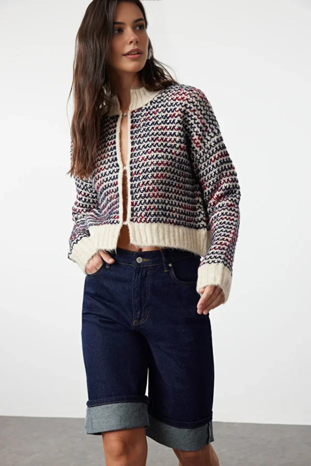 Soft Textured Gradient Knit Cardigan