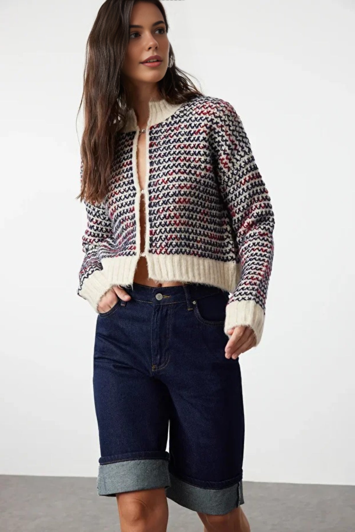 Soft Textured Gradient Knit Cardigan