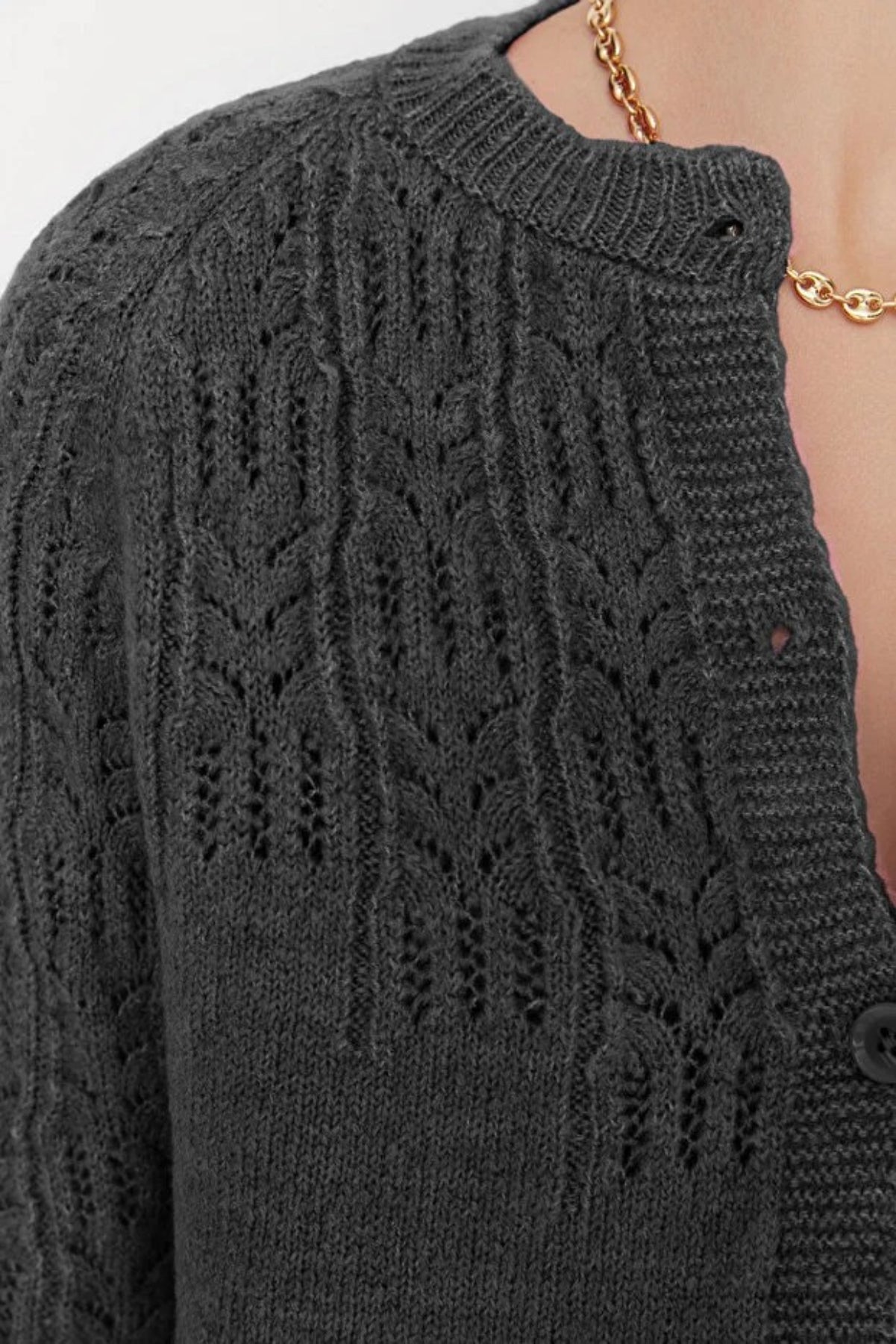 Soft Textured Openwork Knit Cardigan