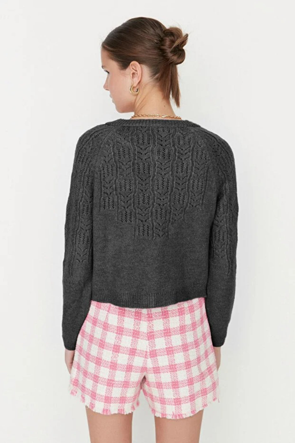 Soft Textured Openwork Knit Cardigan