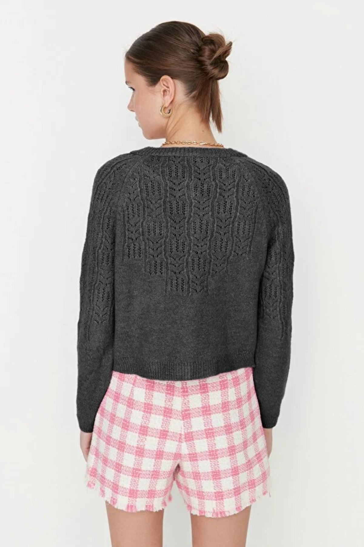Soft Textured Openwork Knit Cardigan