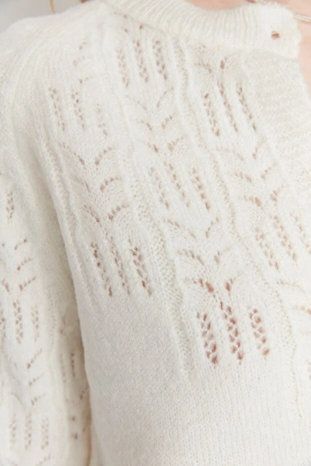 Soft Textured Openwork Knit Cardigan