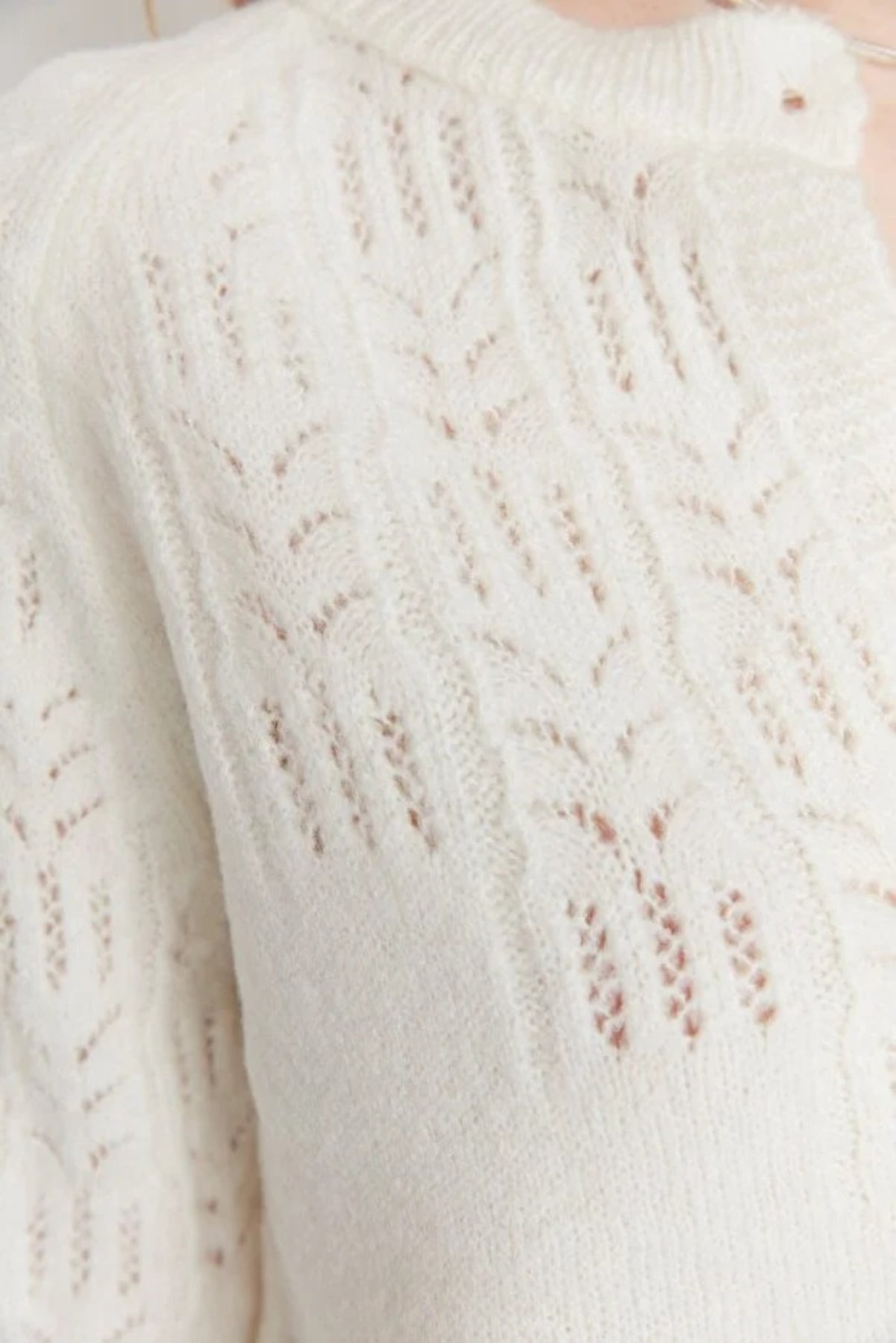 Soft Textured Openwork Knit Cardigan