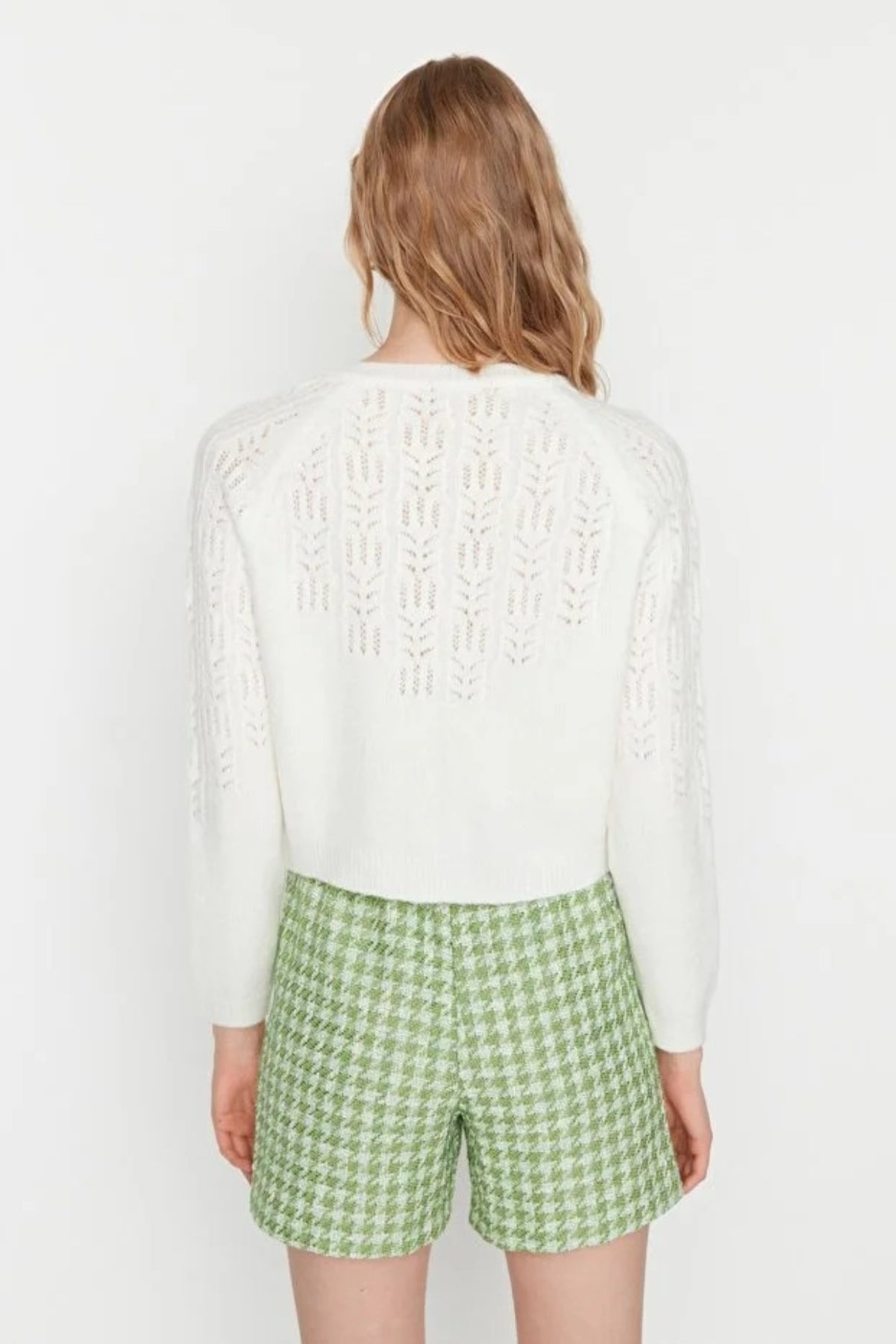 Soft Textured Openwork Knit Cardigan