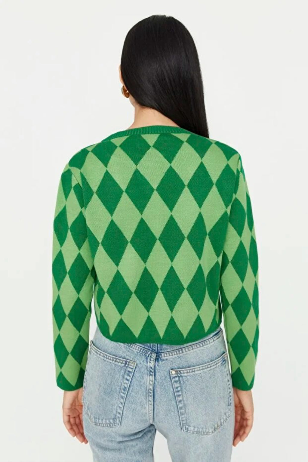 Crop Patterned Knit Cardigan