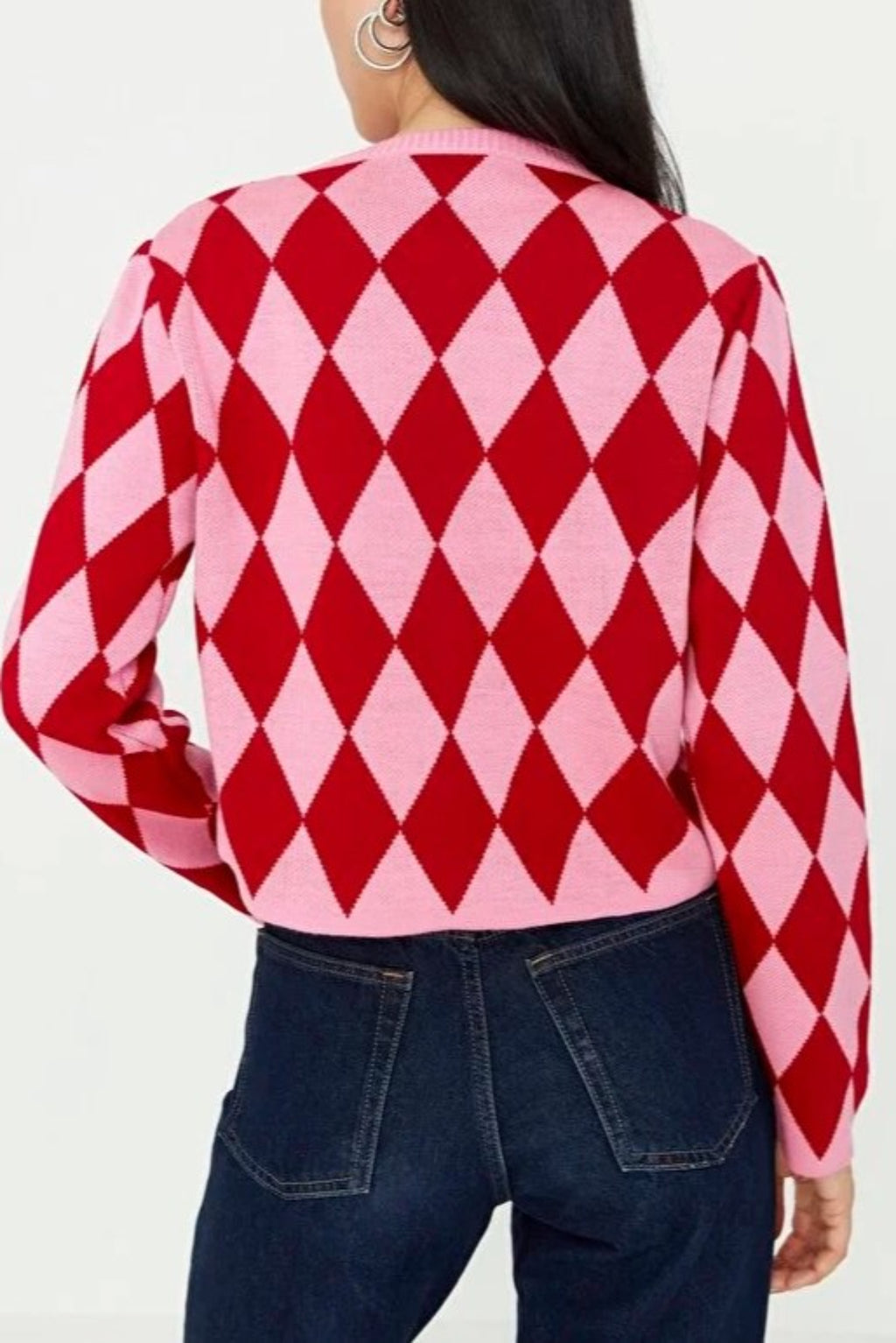 Crop Patterned Knit Cardigan