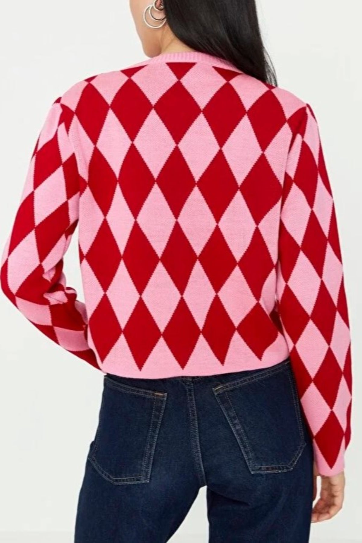 Crop Patterned Knit Cardigan