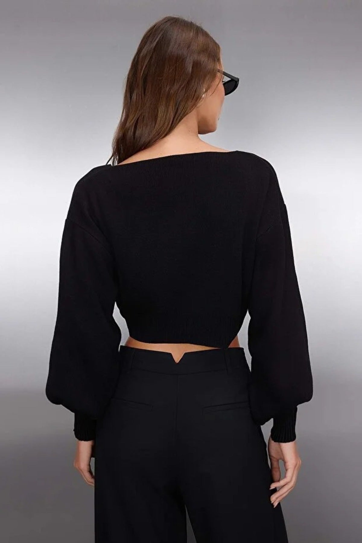 Super Crop Knit Cardigan with Bow Detail