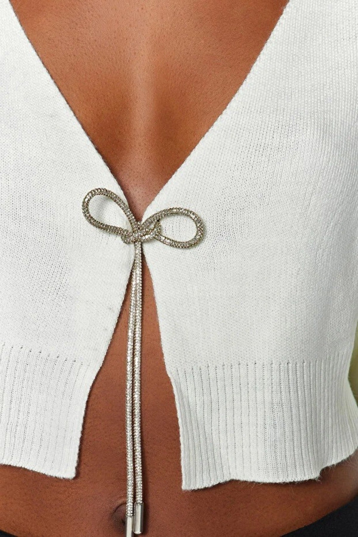 Super Crop Knit Cardigan with Bow Detail