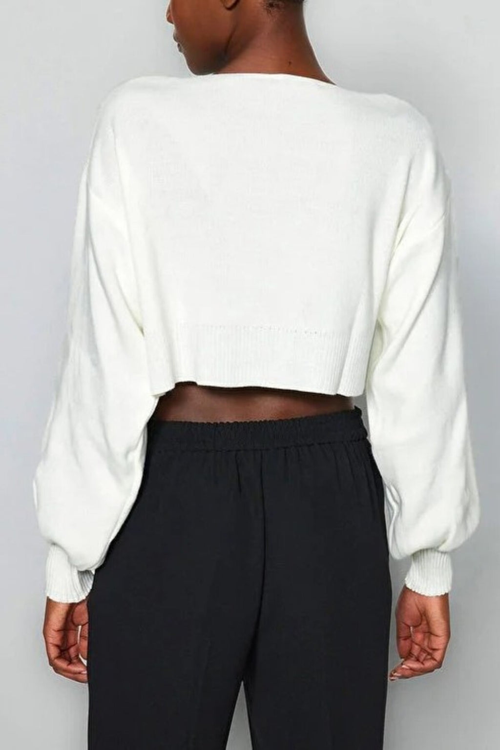 Super Crop Knit Cardigan with Bow Detail