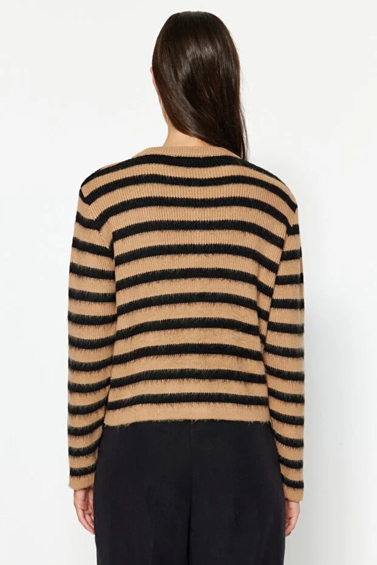 Soft Textured Striped Knit Cardigan